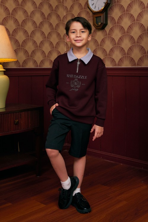 Ivara Half Zipper Jumper (kids) In Burgundy