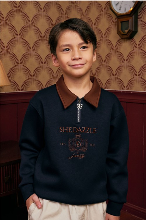 Ivara Half Zipper Jumper (kids) In Navy Blue