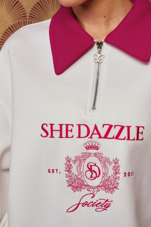 Ivara Half Zipper Jumper In Off White