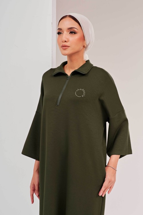 Youra Long Top In Olive Green