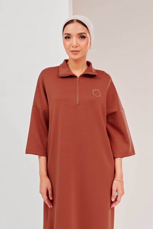 Youra Long Top In Sienna Brown