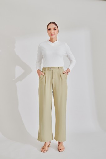 Lacey Pants In Pale Olive