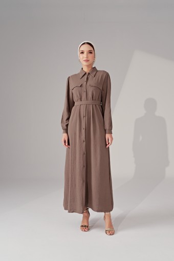 Inara Dress In Wood Brown