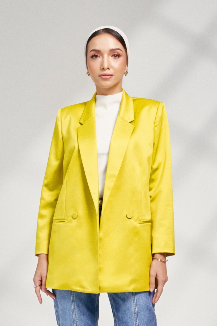 Quinn Blazer In Lime Yellow